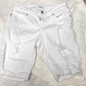 White denim shorts